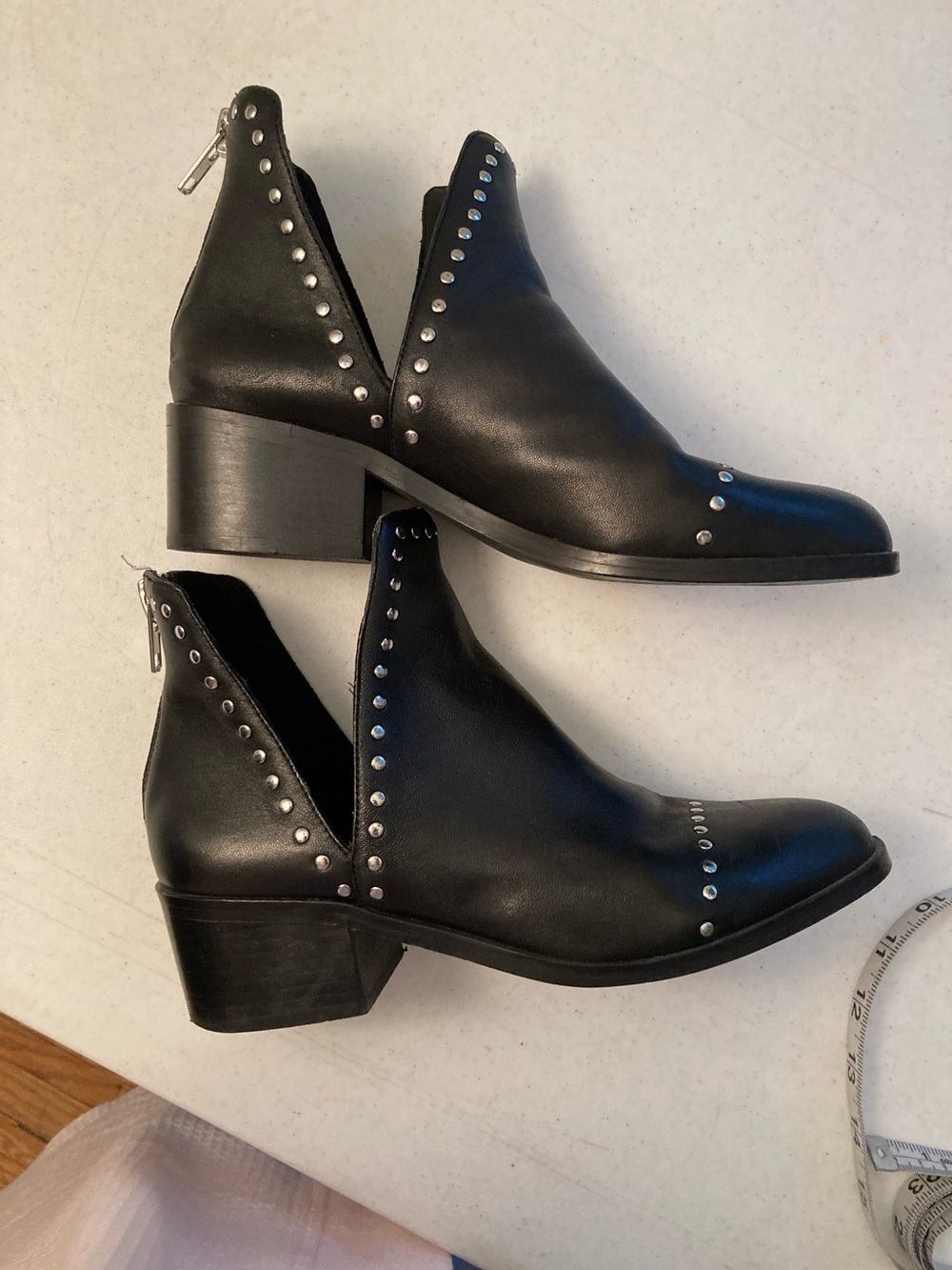 Steve Madden Black Leather Studded Ankle Booties - Picture 9 of 9